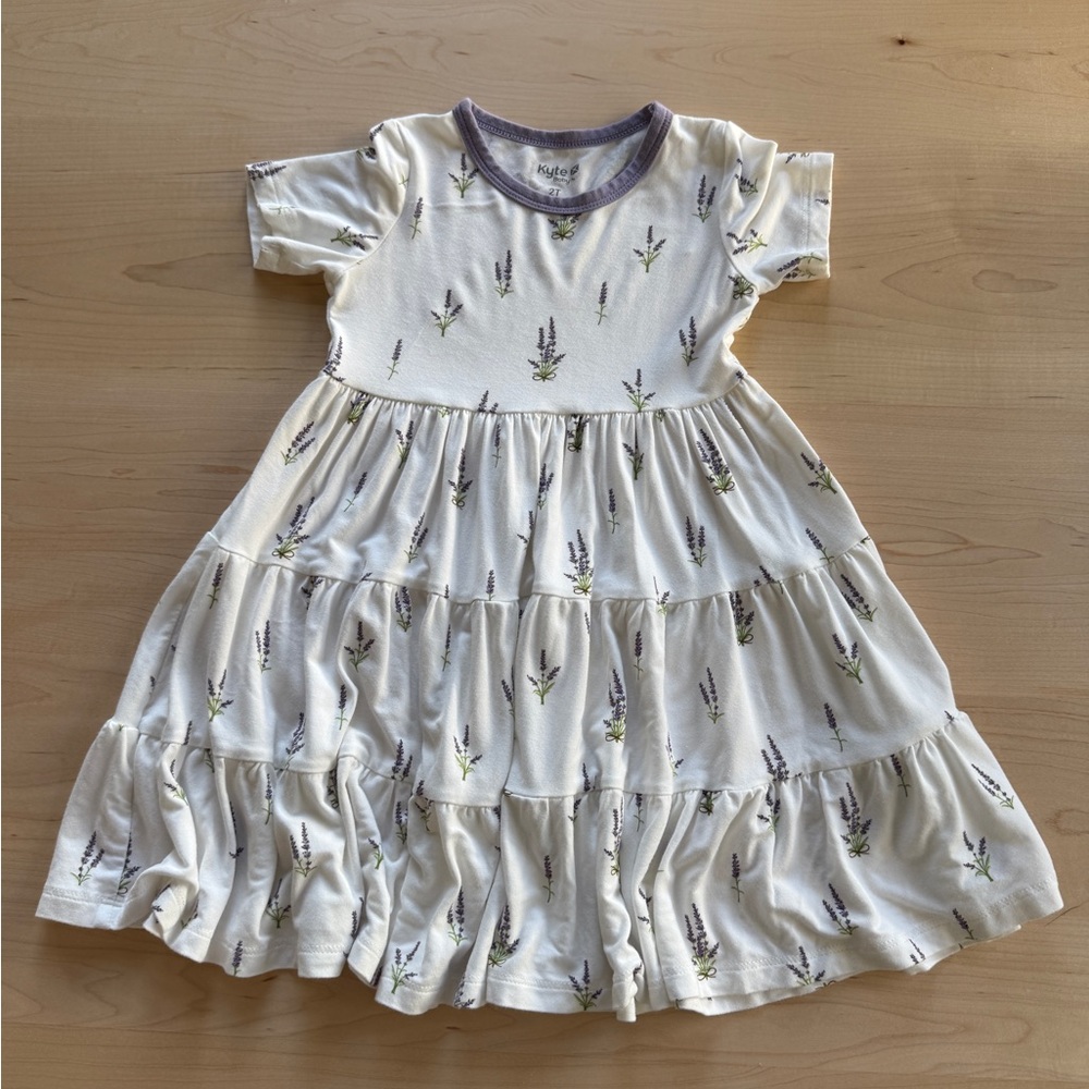 Kyte BABY Short Sleeve Tiered Dress Lavender Size 2T